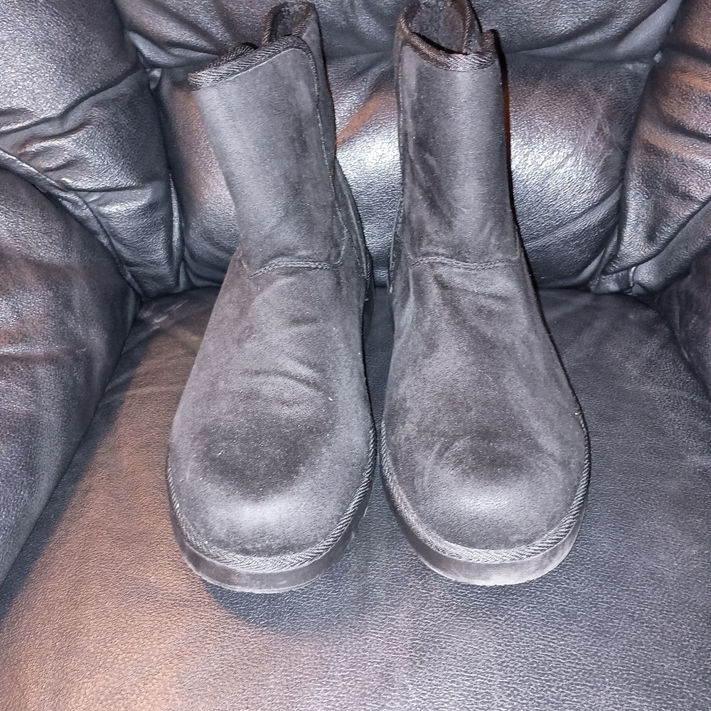Black Faux Suede Ankle Boots Size 12